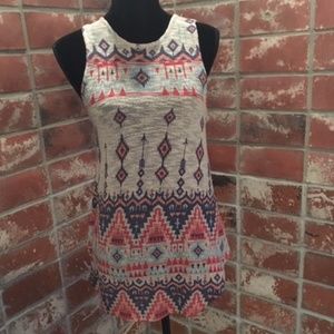 Chic Aztec Print Multi-Colored Tunic/Tank Top